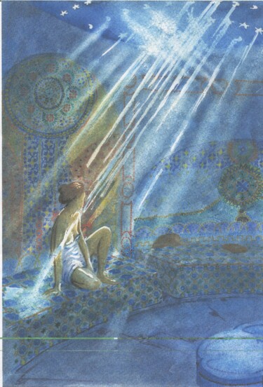 Peinture intitulée "Hammam" par Laurence Grard Guenard, Œuvre d'art originale, Aquarelle