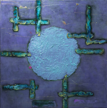 Painting titled "NACRE" by Laurence Hubswerlin Diradourian, Original Artwork, Acrylic Mounted on Wood Stretcher frame