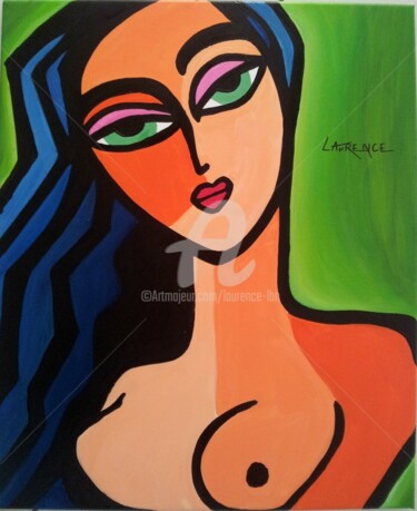 Painting titled "ÉLOÏSE" by Laurence Lbn, Original Artwork, Acrylic Mounted on Wood Stretcher frame