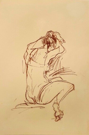 Σχέδιο με τίτλο "Femme au chignon" από Laurence Machard Brujas, Αυθεντικά έργα τέχνης, Μολύβι