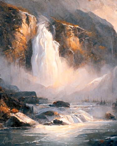 Цифровое искусство под названием "Waterfall" - Laurence Masson, Подлинное произведение искусства, Цифровая живопись