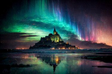 Arte digitale intitolato "Mont-Saint-Michel" da Laurence Masson, Opera d'arte originale, Pittura digitale