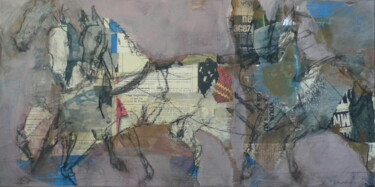 Collages titulada "FRACAS" por Laurence Poitrin, Obra de arte original, Collages Montado en Bastidor de camilla de madera