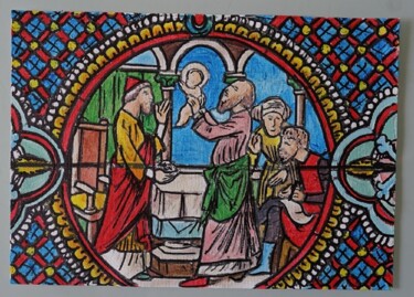 Pittura intitolato "la naissance de Jea…" da Laurence Servoin, Opera d'arte originale, Acrilico