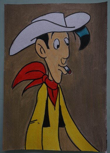 Schilderij getiteld "lucky luke - sur pa…" door Laurence Servoin, Origineel Kunstwerk, Acryl