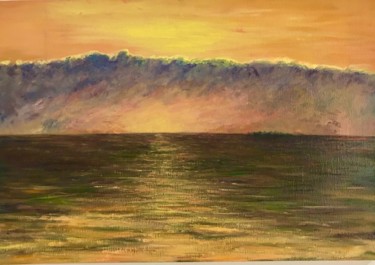 Peinture intitulée "Sunset Tuamotu - Po…" par Laurence Blanchard, Œuvre d'art originale, Huile