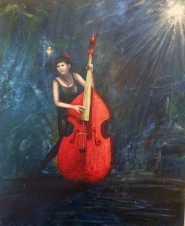 Schilderij getiteld "Concert rue des Lom…" door Laurence Blanchard, Origineel Kunstwerk, Olie