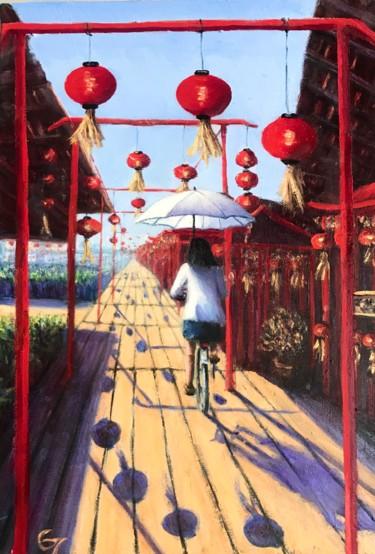Schilderij getiteld "Chinese New Year -…" door Laurence Blanchard, Origineel Kunstwerk, Olie
