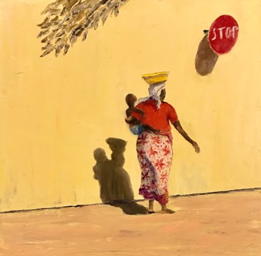 Pintura intitulada "Mother and shadow -…" por Laurence Blanchard, Obras de arte originais, Óleo