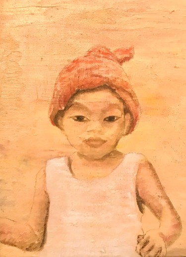 Painting titled "little boy - Cambod…" by Laurence Blanchard, Original Artwork, Oil