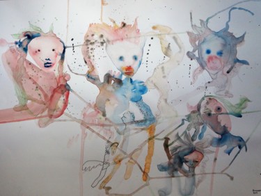 「Les âmes sœurs 2」というタイトルの絵画 Laurence Bonnetによって, オリジナルのアートワーク, パステル