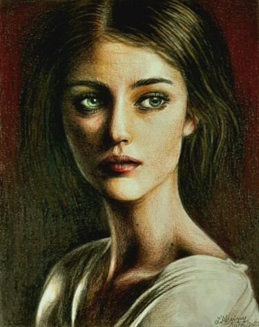 Dessin intitulée "Les yeux couleur me…" par Laurence Keriguy, Œuvre d'art originale, Crayon