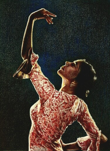 Рисунок под названием "Flamenco" - Laurence Keriguy, Подлинное произведение искусства, Карандаш