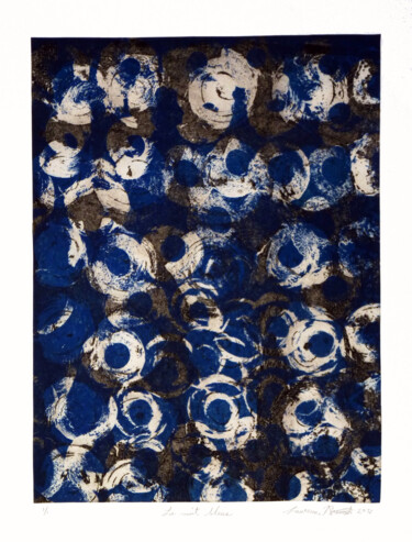 Estampas & grabados titulada "La nuit bleue" por Laurence Prévost, Obra de arte original, Aguafuerte