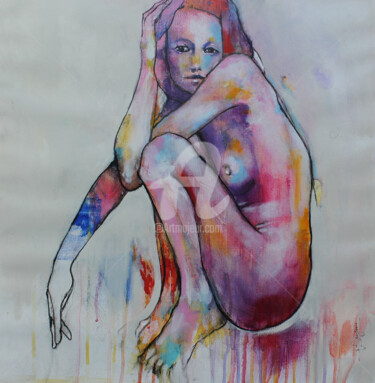Peinture intitulée "la rêveuse" par Laurent Bergues, Œuvre d'art originale, Acrylique