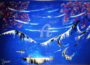 Malerei mit dem Titel "AVALANCHE Étoilée" von Laurent Boron, Original-Kunstwerk, Öl