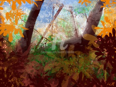 Drawing titled "Derrière les branch…" by Laurent Chabrillat, Original Artwork, Digital Painting