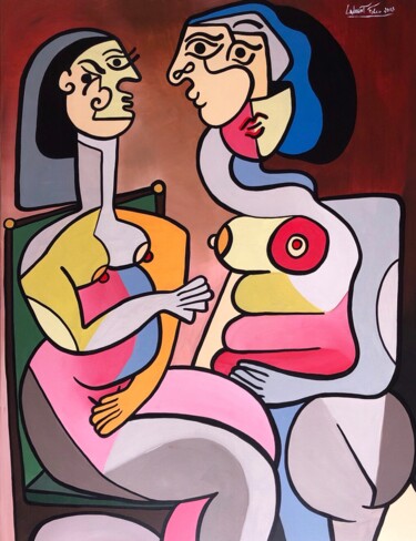 Peinture intitulée "Les deux femmes." par Laurent Folco, Œuvre d'art originale, Acrylique