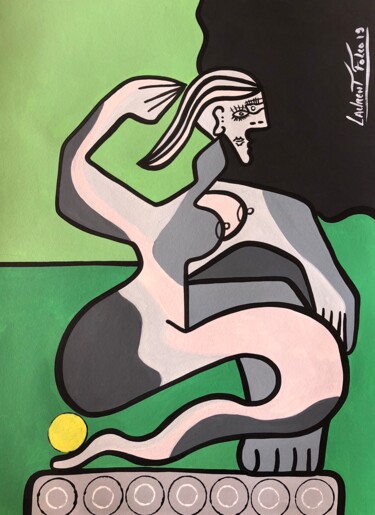 Painting titled "La femme du parc" by Laurent Folco, Original Artwork, Acrylic