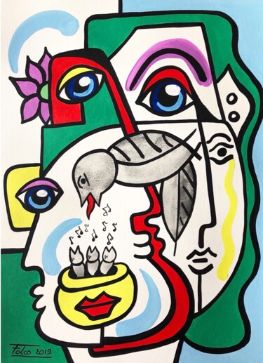 Malerei mit dem Titel "Nourrir la vie avec…" von Laurent Folco, Original-Kunstwerk, Acryl