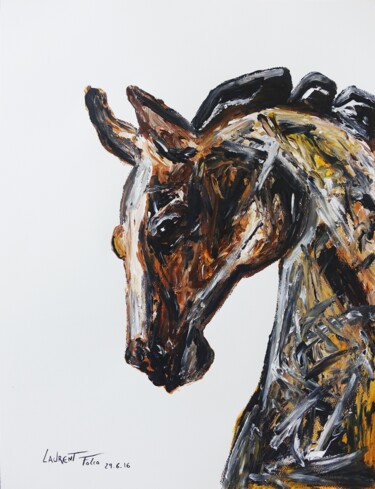 Painting titled "cheval" by Laurent Folco, Original Artwork, Acrylic