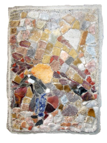 Skulptur mit dem Titel "porteur de minéraux" von Laurent Hunzinger, Original-Kunstwerk, Mosaik
