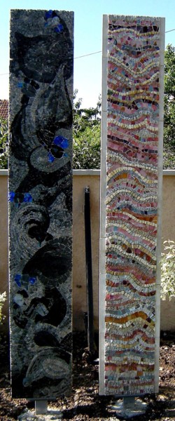 Sculpture titled "poules-et-jeux.jpg" by Laurent Hunzinger, Original Artwork, Mosaic