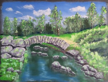 Desenho intitulada "Pont de Senoueix (G…" por Laurent Lambert, Obras de arte originais, Pastel