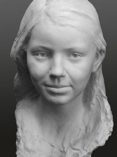 Sculpture intitulée "Portrait jeune fille" par Laurent Mc, Œuvre d'art originale, Plâtre