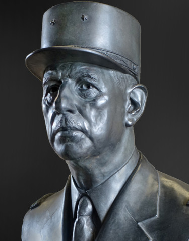 Sculpture intitulée "Buste De Gaulle, br…" par Laurent Mc, Œuvre d'art originale, Bronze