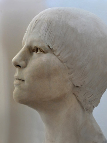 Sculpture intitulée "Tête (profil)" par Laurent Mc, Œuvre d'art originale, Argile