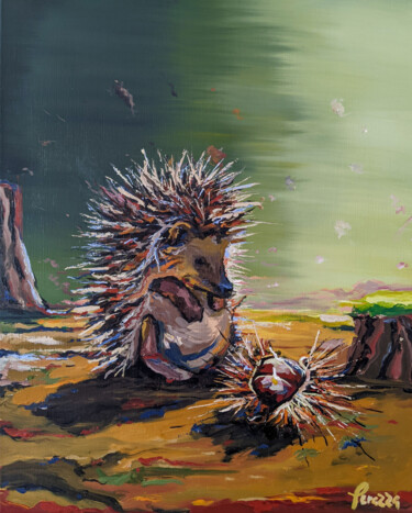Pintura titulada "Une châtaigne qui i…" por Laurent Perazza, Obra de arte original, Oleo Montado en Bastidor de camilla de m…