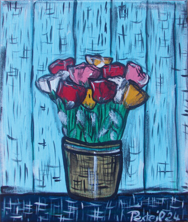 Картина под названием "Roses" - Laurent Pesteil, Подлинное произведение искусства, Акрил