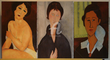 Painting titled "3 Portraits de Femm…" by Laurent Berthe, Original Artwork, Oil