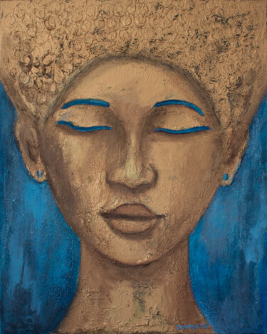 Painting titled "Méditation" by Laurent Chimento, Original Artwork, Pigments Mounted on Wood Stretcher frame