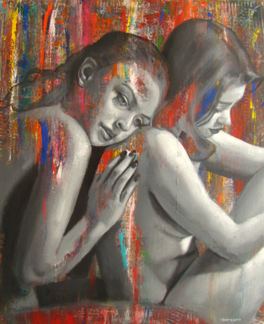 Peinture intitulée "Les deux muses" par Laurent Chimento, Œuvre d'art originale