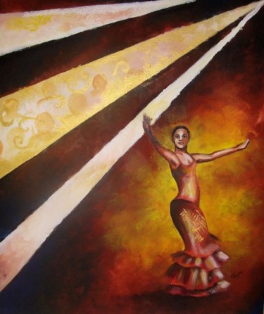 Painting titled "flamenco 3" by Laure Vieusse, Original Artwork, Acrylic