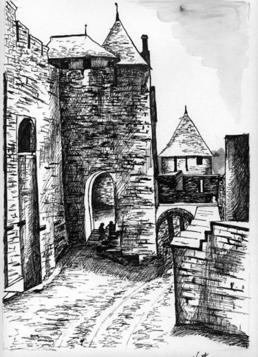 Drawing titled "Carcassonne 2" by Laure Vieusse, Original Artwork