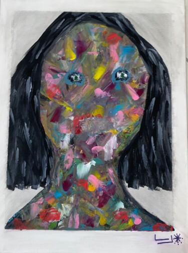 绘画 标题为“Portrait multicolore” 由Lauriane Wisniewski (I___ ____I *), 原创艺术品, 丙烯 安装在木质担架架上
