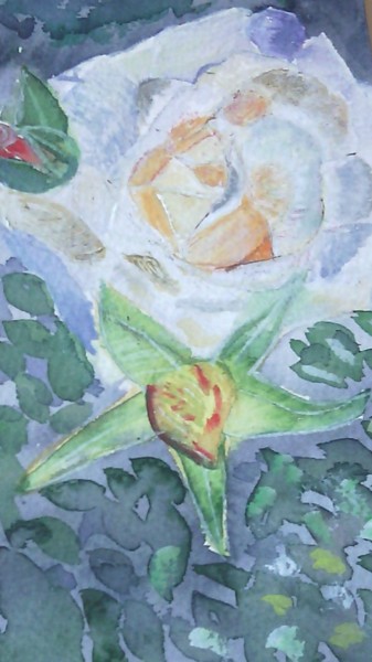 Pittura intitolato "rose-in-loose-style…" da Laurinda Costa, Opera d'arte originale, Acquarello