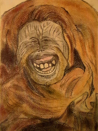 "Orang Utan" başlıklı Resim Sigrid Helmlinger tarafından, Orijinal sanat, Tebeşir
