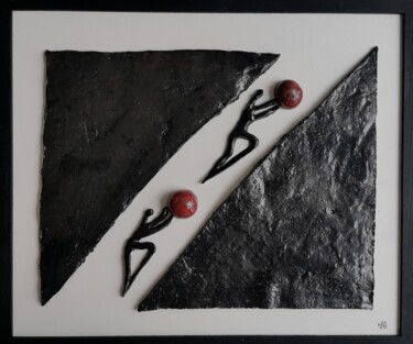 Sculpture titled "23.06" by Laydev, Original Artwork, Terra cotta Mounted on Wood Panel