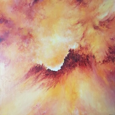 Painting titled "Volcanique" by Layla Rougan, Original Artwork, Acrylic Mounted on Wood Stretcher frame