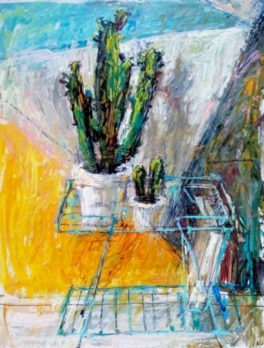 Painting titled "Cactus" by Valerie Lazareva, Original Artwork, Oil