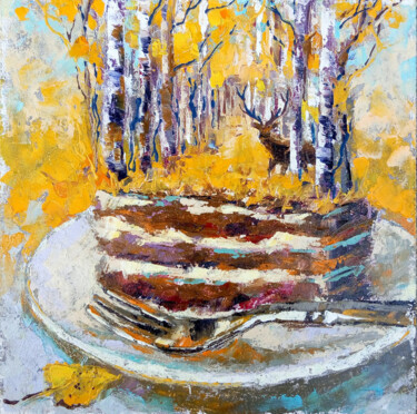 Картина под названием "Forest Cake" - Valerie Lazareva, Подлинное произведение искусства, Масло