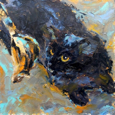 Pittura intitolato "Cat and his mouse" da Valerie Lazareva, Opera d'arte originale, Olio