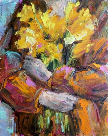 Pittura intitolato "Armful of daffodils" da Valerie Lazareva, Opera d'arte originale, Olio