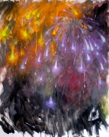 Malerei mit dem Titel "Fireworks /2023" von Valerie Lazareva, Original-Kunstwerk, Acryl