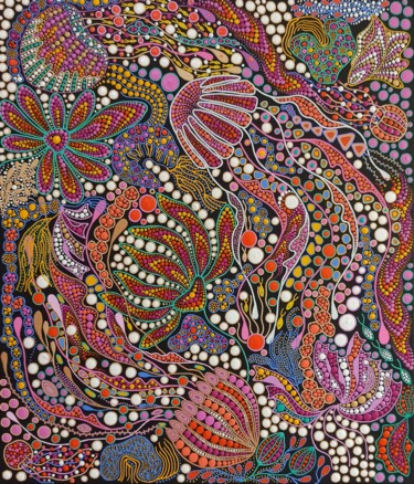 "Pink jellyfish" başlıklı Tablo Oxana Lazari tarafından, Orijinal sanat, Akrilik Ahşap Sedye çerçevesi üzerine monte edilmiş