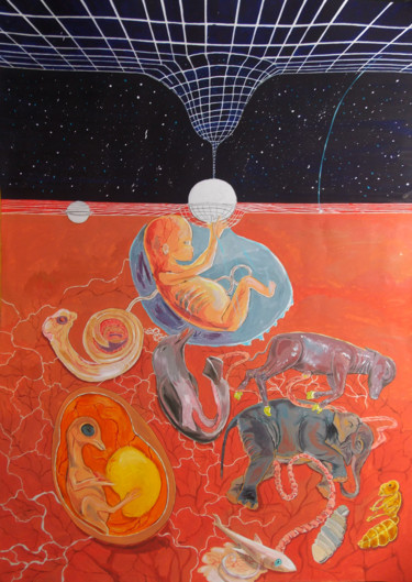 Painting titled "From gestation to t…" by Lazaro Hurtado, Original Artwork, Acrylic